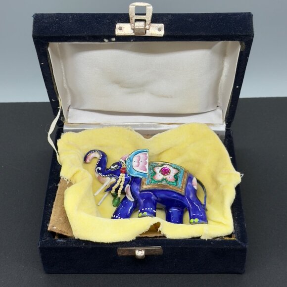 Vintage Hand Painted Meenakari Elephant Figurine With Beaded Accents 4"x3" - Picture 13 of 16